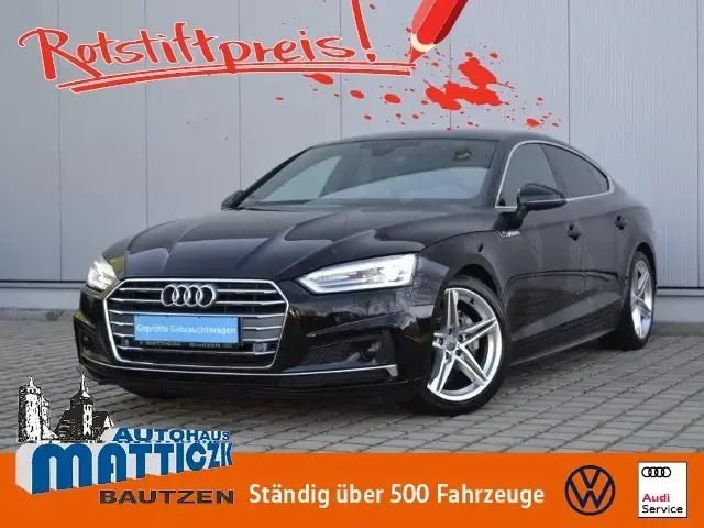 Schwarz (brillantschwarz) Gebraucht 2019 Audi A5 Sportback S-Line Limousine | 28.790 € (Guter Preis) - Bild 1/4