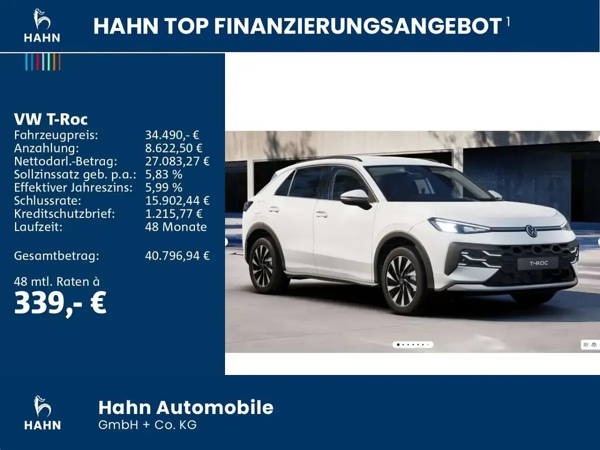 Neu VW T-Roc 150 PS (110 kW) 2026 Pure white uni SUV