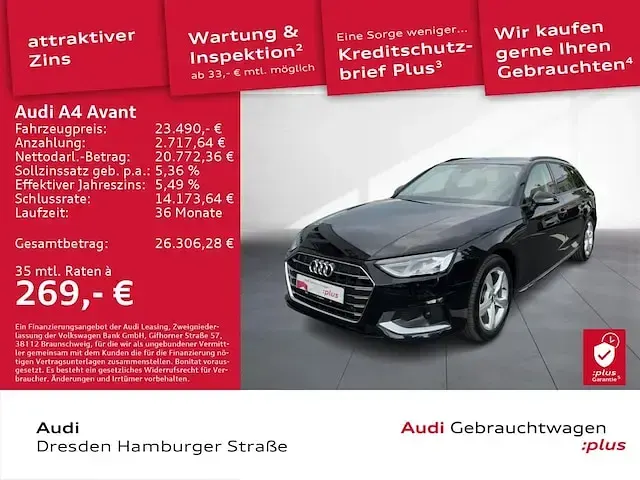 Gebraucht Audi A4 Advanced Plus 163 PS (119 kW) 2023 Brillantschwarz Kombi