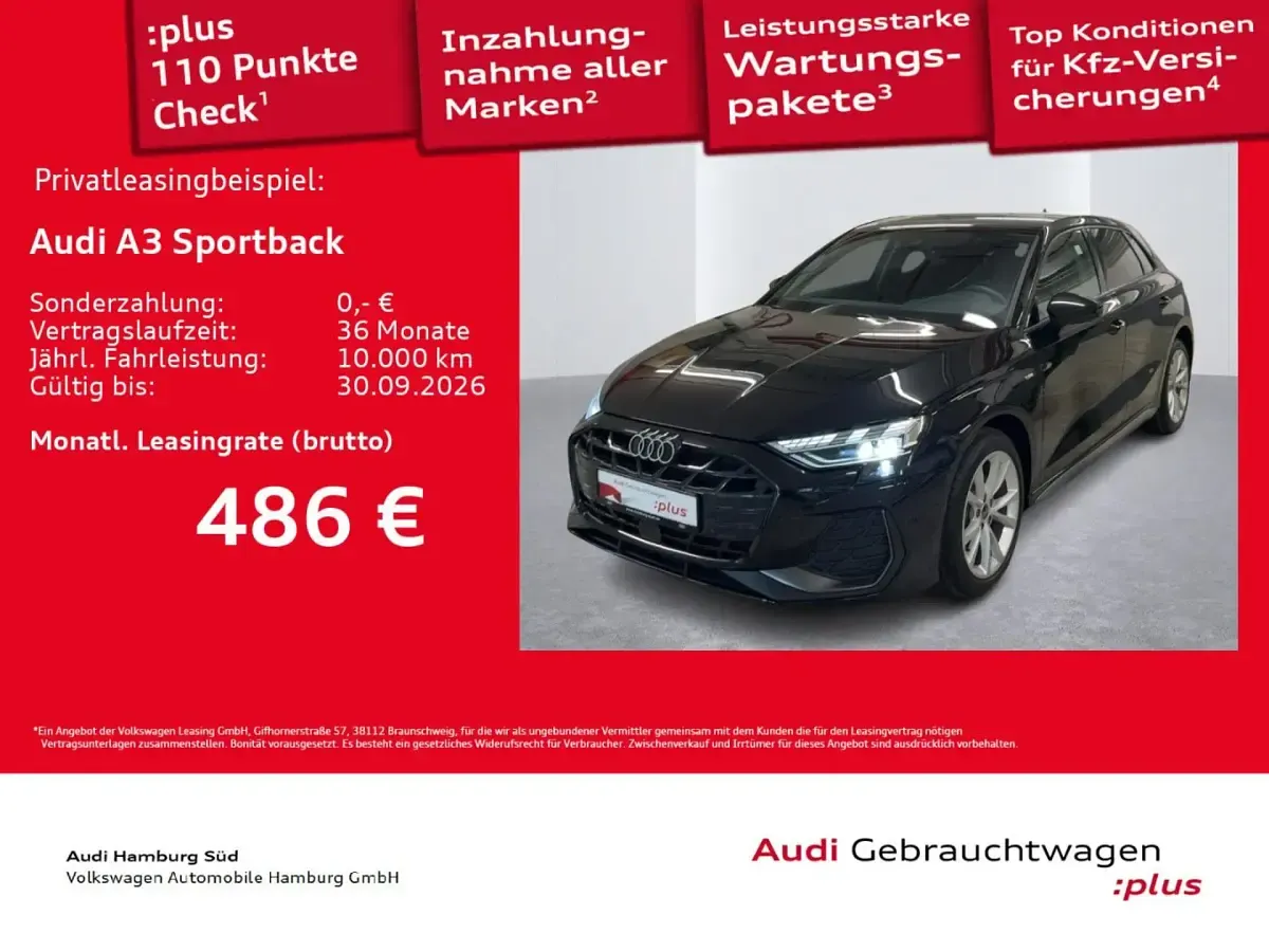 Gebraucht Audi A3 Sportback e-tron S-Line 204 PS (150 kW) 2025 Mythosschwarz metallic Kleinwagen