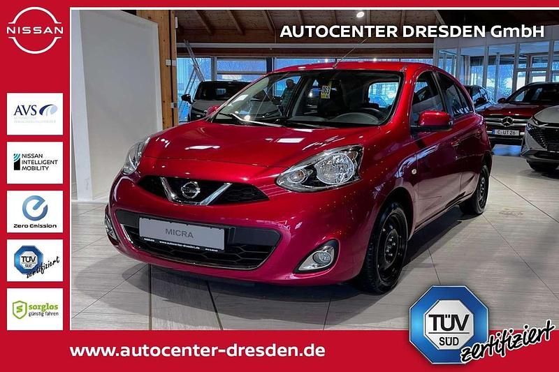 Intense red (m) Gebraucht 2015 Nissan Micra Acenta Kleinwagen | 6.480 € (Fairer Preis) - Bild 1/4