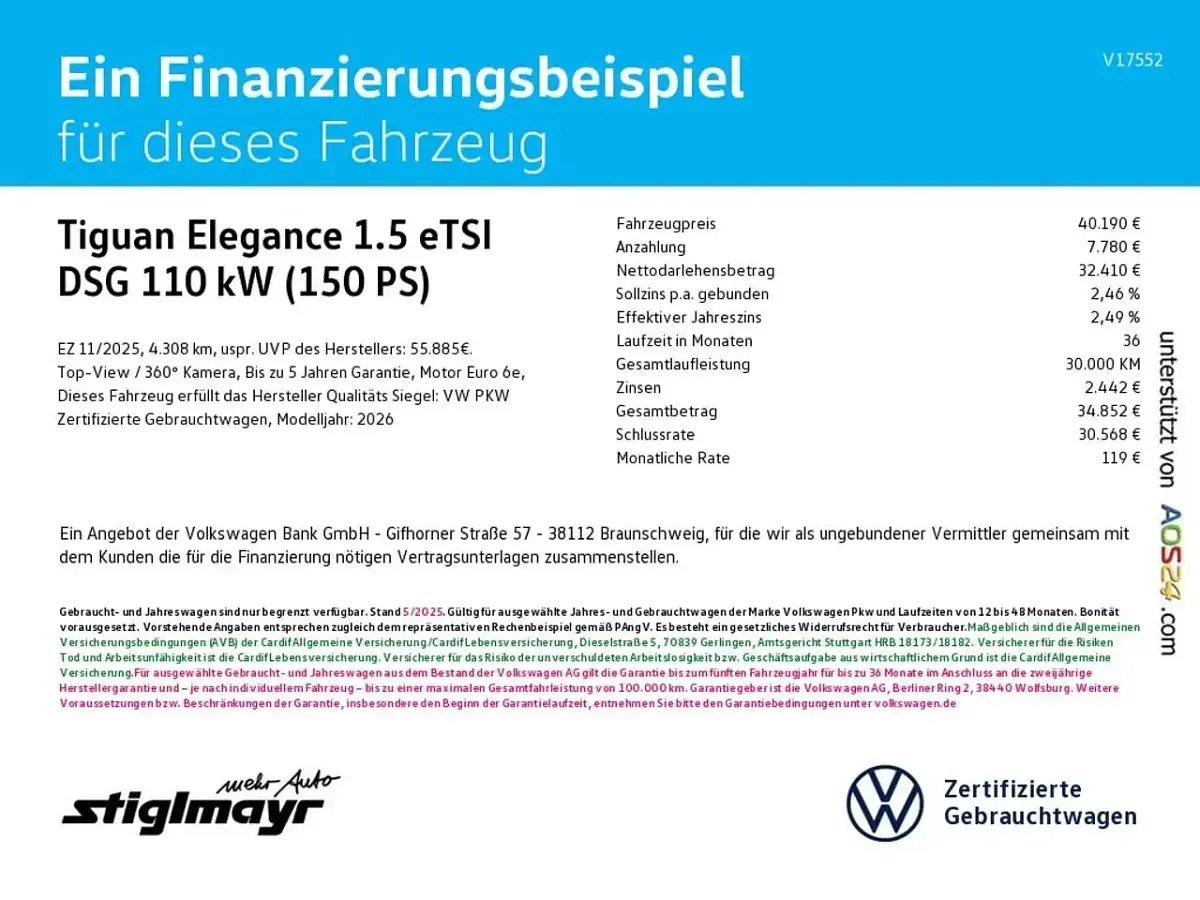 Gebraucht VW Tiguan Elegance 150 PS (110 kW) 2025 Schwarz SUV