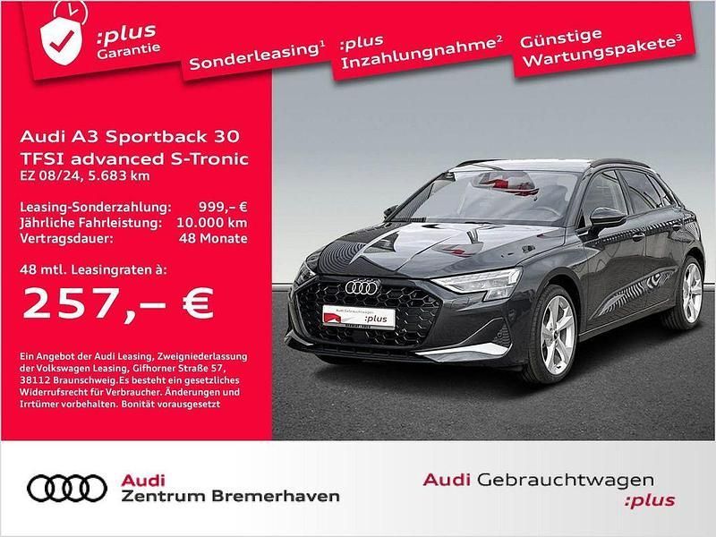 Grau Gebraucht 2024 Audi A3 Sportback Advanced Limousine | 33.980 € (Fairer Preis) - Bild 1/3