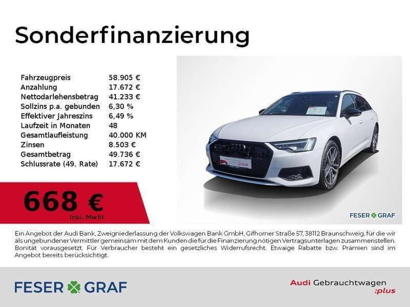 Gletscherweiß metallic Gebraucht 2024 Audi A6 Advanced Plus Kombi | 58.905 € - Bild 1/1