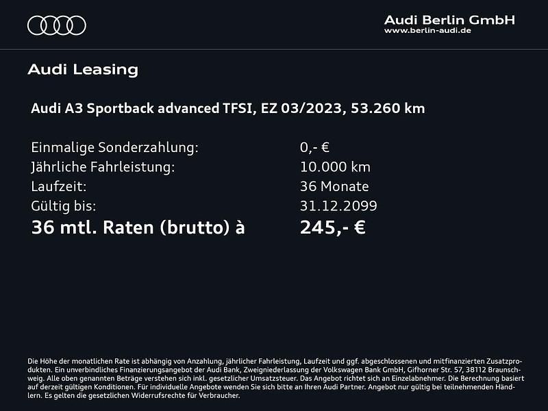 Gebraucht Audi A3 Advanced Plus 110 PS (80 kW) 2023 Florettsilber metallic Kombi