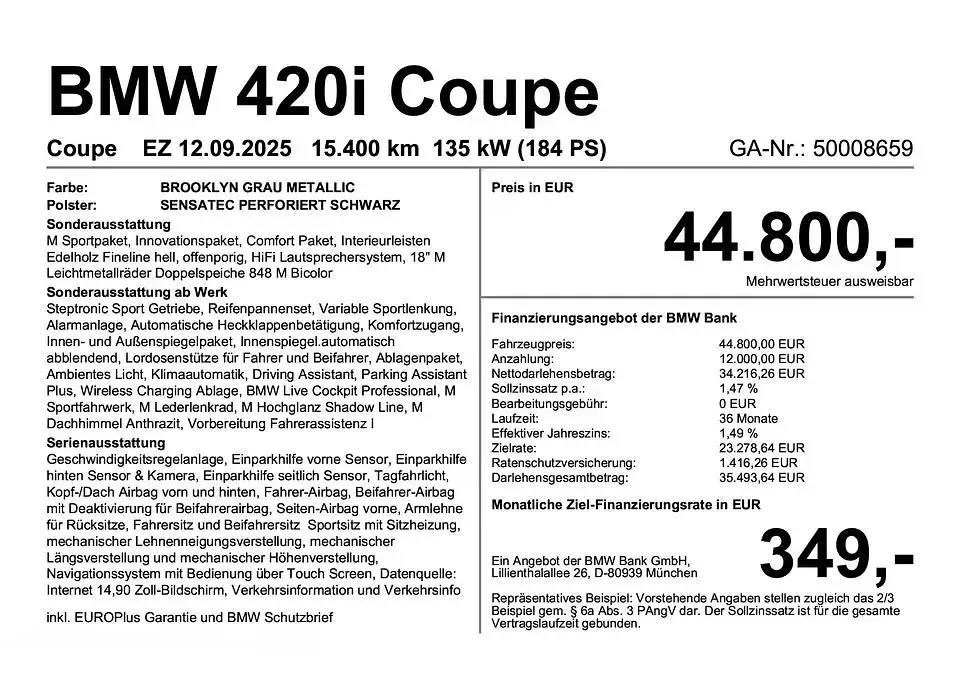 Gebraucht BMW 420 Coupé M Sport 184 PS (135 kW) 2025 Grau Coupé