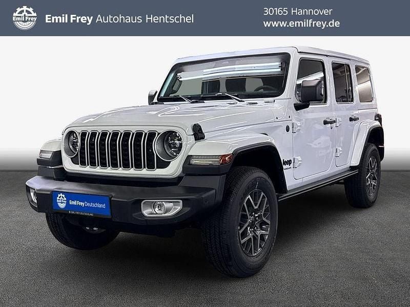 Bright white Neu 2025 Jeep Wrangler Unlimited Sahara SUV | 66.944 € (Teuer) - Bild 1/4