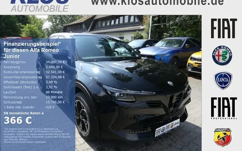 Uusi Alfa Romeo Junior 145 HP (106 kW) 2025 Musta Katumaasturi