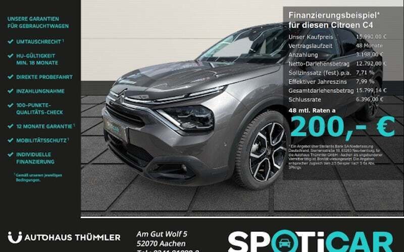 Grau Gebraucht 2021 Citroën e-C4 Shine Limousine | 15.990 € (Guter Preis) - Bild 1/4