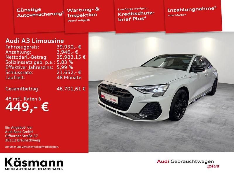 Gletscherweiß metallic Gebraucht 2025 Audi A3 S-Line Limousine | 38.950 € (Teuer) - Bild 1/4