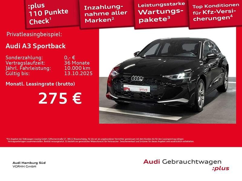 0e mythosschwarz metallic Gebraucht 2024 Audi A3 Advanced Limousine | 31.990 € (Fairer Preis) - Bild 1/3