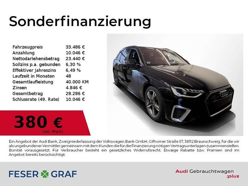 Mythosschwarz metallic Gebraucht 2022 Audi A4 S-Line Kombi | 33.486 € (Fairer Preis) - Bild 1/4