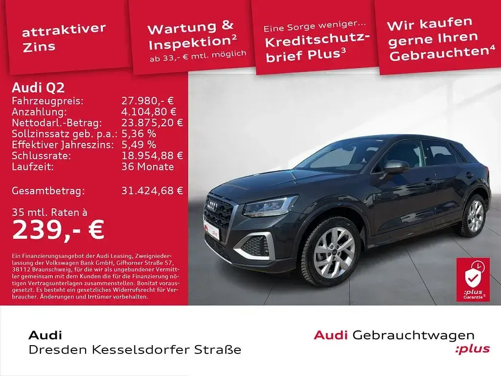 Gebraucht Audi Q2 Advanced 150 PS (110 kW) 2024 Manhattangrau metallic SUV