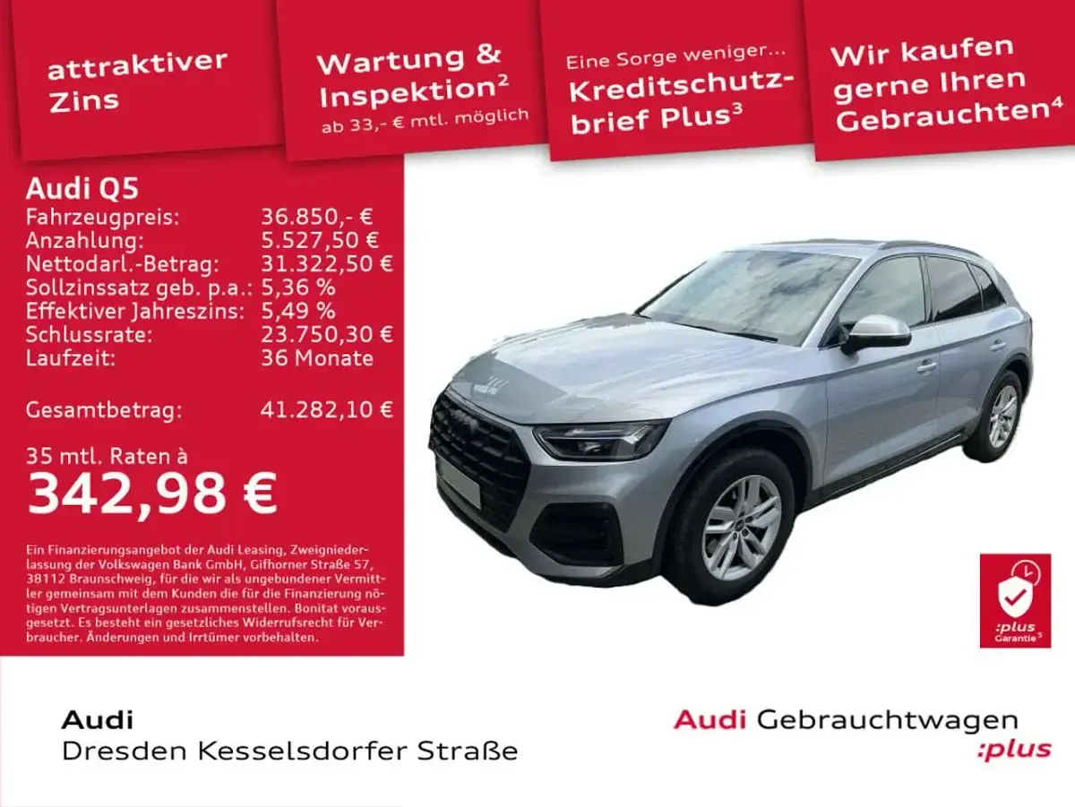 Gebraucht Audi Q5 Advanced Plus 299 PS (219 kW) 2023 Silber SUV