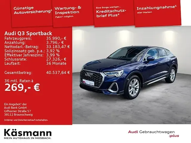 Gebraucht Audi Q3 Sportback S-Line 150 PS (110 kW) 2025 Navarrablau metallic SUV
