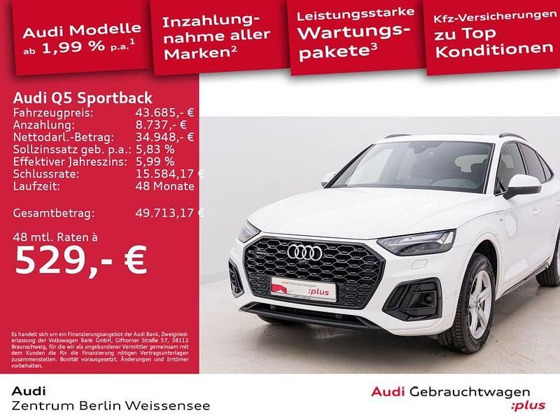Ibisweiß Gebraucht 2021 Audi Q5 Sportback S-Line SUV | 43.685 € (Fairer Preis) - Bild 1/4