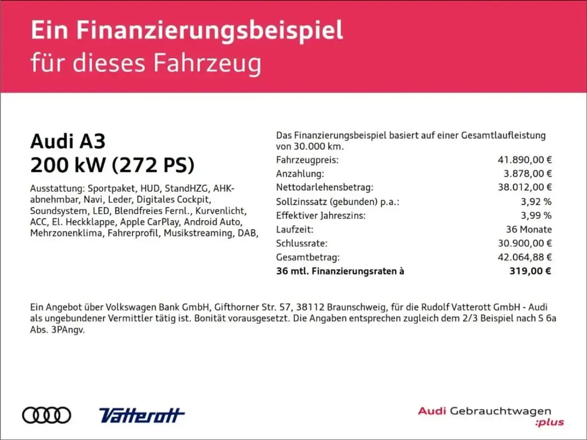 Gebraucht Audi A3 S-Line 272 PS (200 kW) 2026 Progressivrot metallic Limousine
