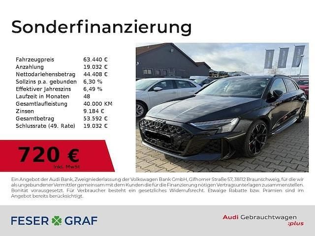 Mythosschwarz metallic Gebraucht 2025 Audi RS3 Sportback Ambiente Kleinwagen | 63.440 € (Superpreis) - Bild 1/4