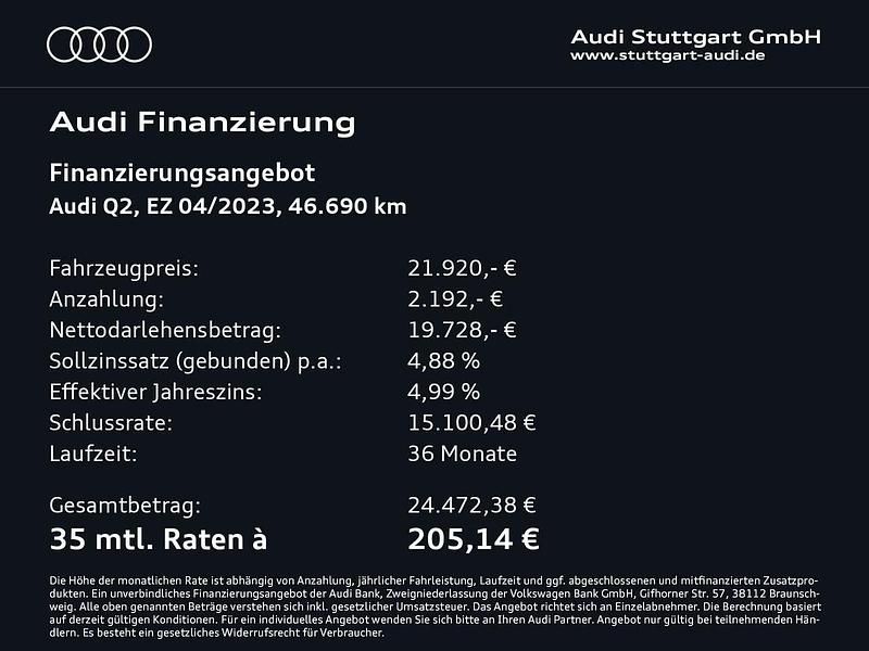 Gebraucht Audi Q2 Comfort 150 PS (110 kW) 2023 Schwarz SUV