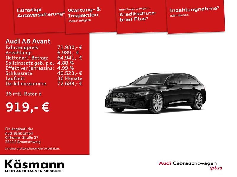 Mythosschwarz metallic Gebraucht 2025 Audi A6 S-Line Kombi | 71.930 € - Bild 1/3