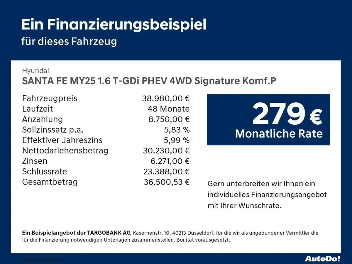 Gebraucht Hyundai Santa Fe Signature 252 PS (185 kW) 2024 Weiß SUV