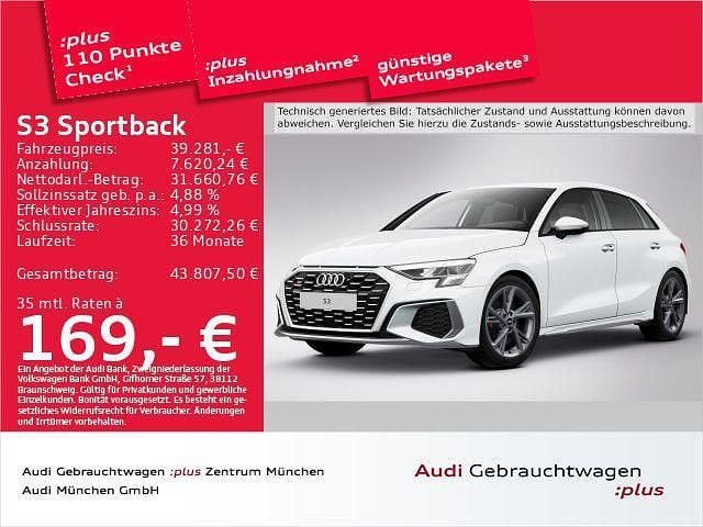 Gletscherweiß metallic Gebraucht 2024 Audi S3 Basis Limousine | 37.441 € (Superpreis) - Bild 1/2