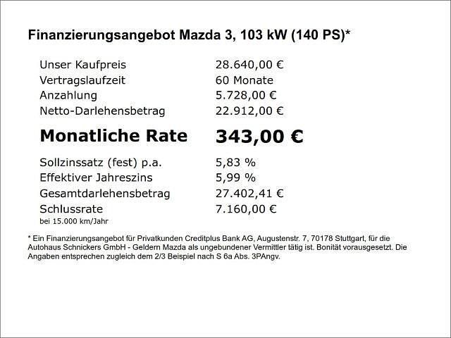 Neu Mazda 3 Exclusive-Line 140 PS (102 kW) 2025