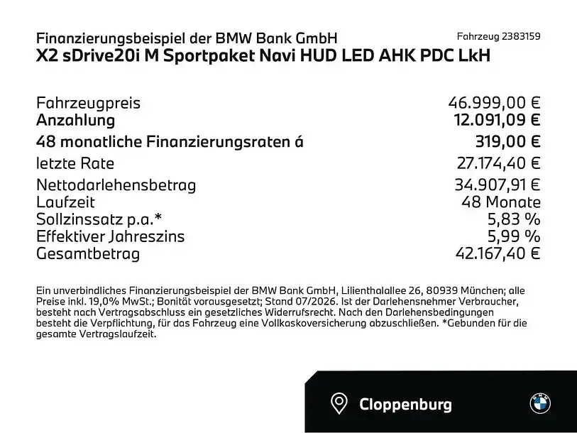 Gebraucht BMW X2 Comfort Edition 170 PS (125 kW) 2025 Black sapphire (schwarz) SUV