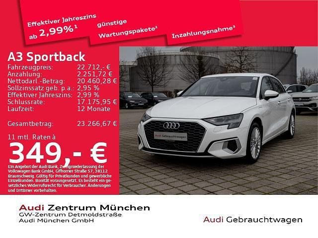 Ibisweiß Gebraucht 2023 Audi A3 Sportback e-tron Advanced Plus Kleinwagen | 22.173 € (Guter Preis) - Bild 1/2