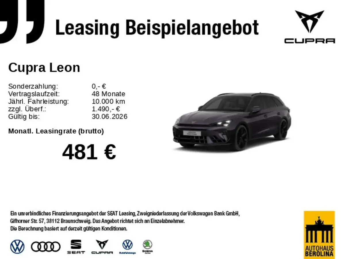 Nowe Cupra Leon VZ 272 KM (200 kW) 2026 Purpurowy Kombi