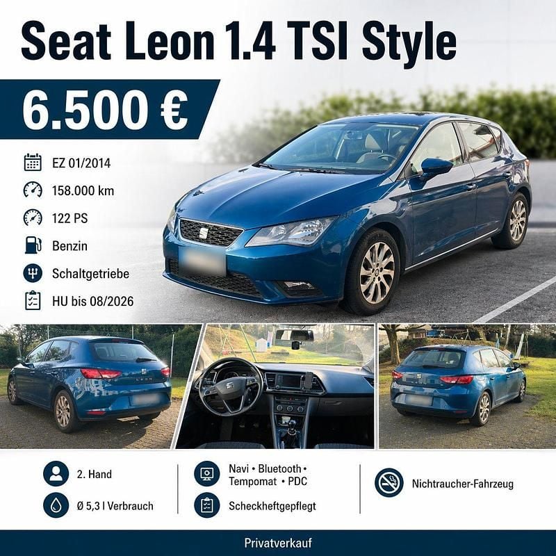 Second-hand Seat Leon Style 122 CP (89 kW) 2014 Albastru Berlinǎ