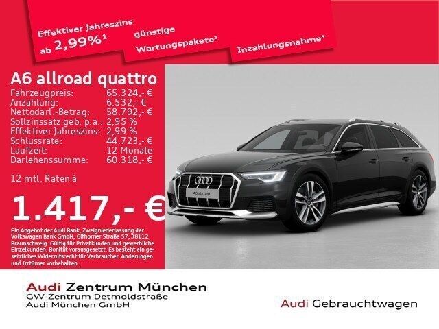 Mythosschwarz metallic Gebraucht 2023 Audi A6 Allroad Ambiente Kombi | 65.324 € (Teuer) - Bild 1/3