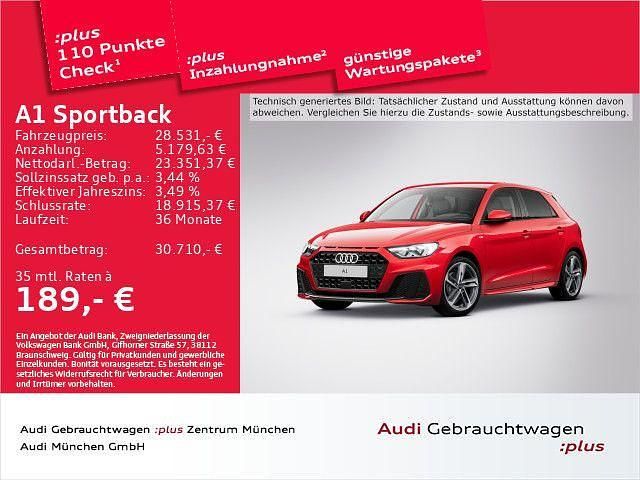 Rot Gebraucht 2025 Audi A1 Sportback S-Line Kleinwagen | 28.531 € (Teuer) - Bild 1/1