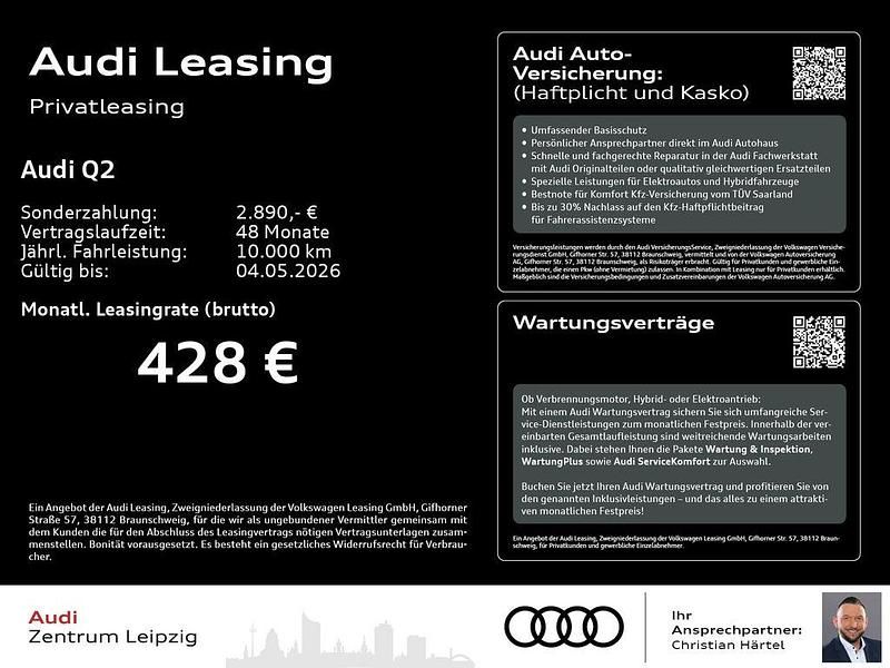 Nowe Audi Q2 Advanced Plus 150 KM (110 kW) 2026 Czerwony SUV