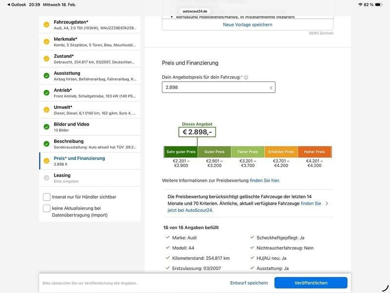 Gebraucht Audi A4 Business 140 PS (102 kW) 2007 Mauritiusblau perleffekt Kombi