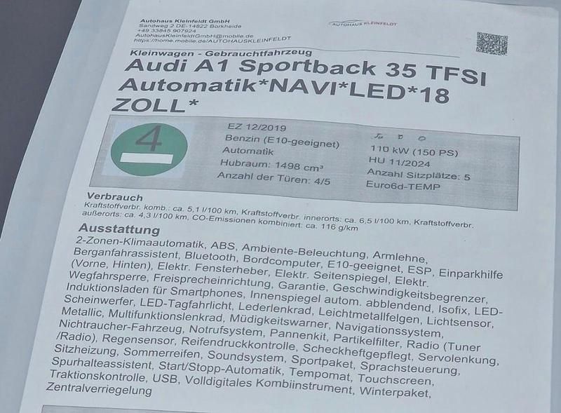 Gebraucht Audi A1 Ambiente 150 PS (110 kW) 2019 Weiß Kleinwagen