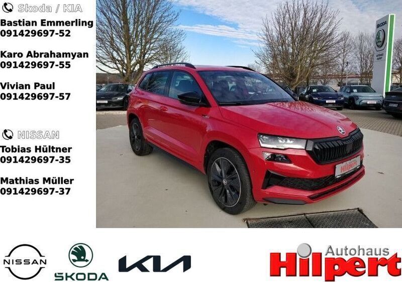 Rot Gebraucht 2024 Skoda Karoq SportLine SUV | 43.940 € (Teuer) - Bild 1/4