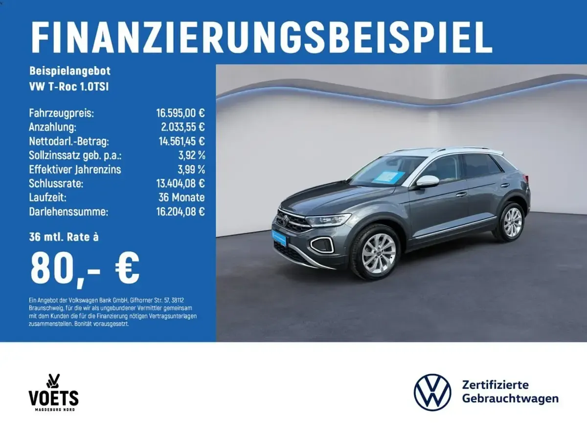 Gebraucht VW T-Roc Style 110 PS (80 kW) 2022 Grau SUV