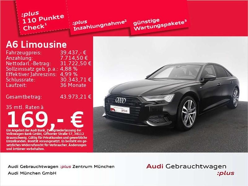 Mythosschwarz metallic Gebraucht 2023 Audi A6 S-Line Limousine | 39.437 € (Guter Preis) - Bild 1/2