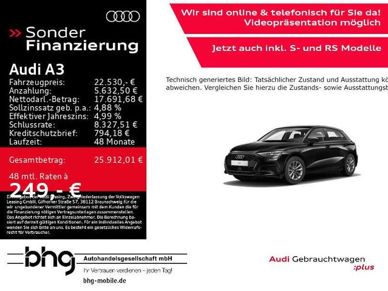 Brillantschwarz Gebraucht 2021 Audi A3 Design Limousine | 22.530 € (Fairer Preis) - Bild 1/4