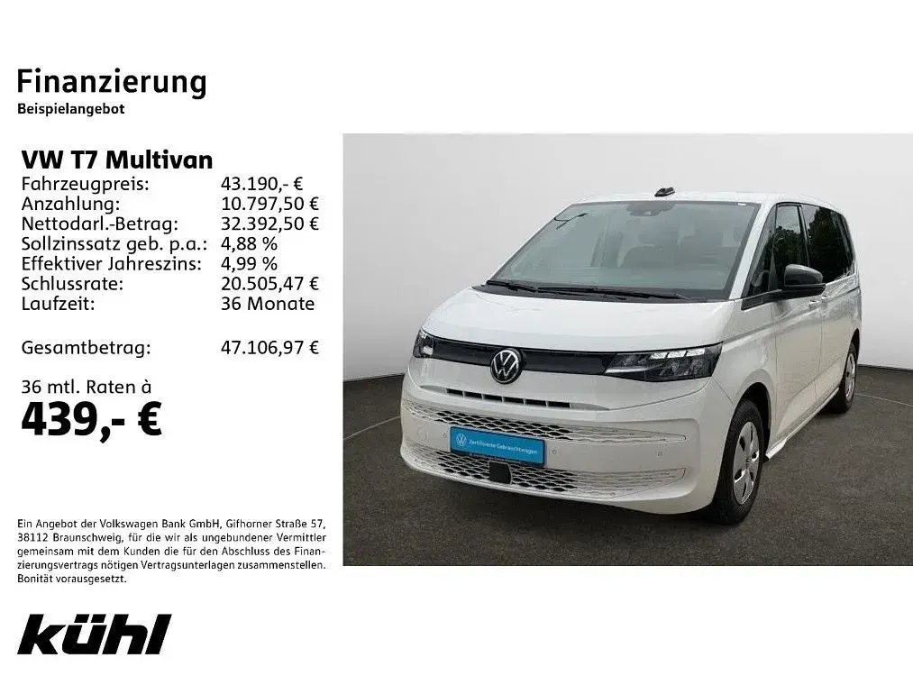 Gebraucht VW Multivan Basis 150 PS (110 kW) 2023 Candyweiß Van / Kleinbus