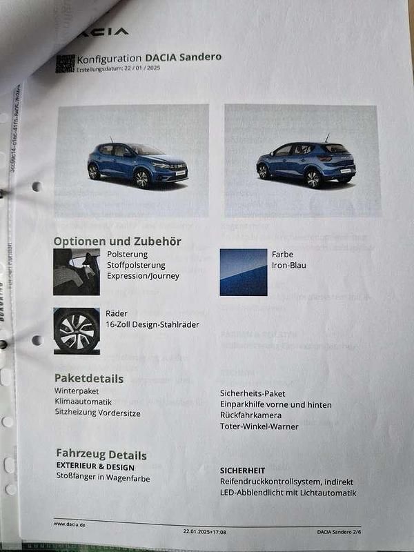 Gebraucht Dacia Sandero Expression 91 PS (66 kW) 2025 Blau Limousine