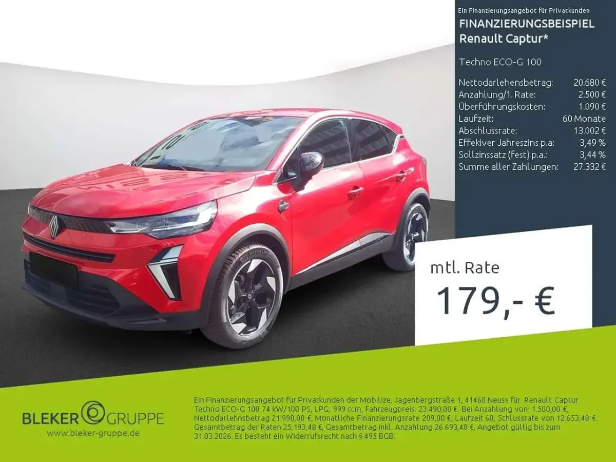 Second-hand Renault Captur Techno 101 CP (74 kW) 2025 Roșu SUV