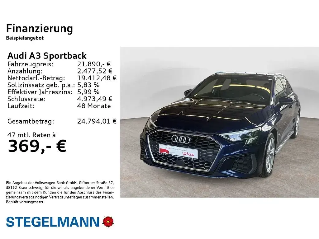 Gebraucht Audi A3 S-Line 150 PS (110 kW) 2021 Navarrablau metallic Limousine