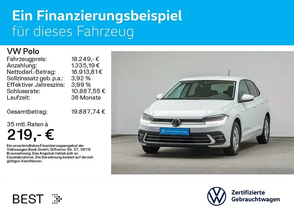 Gebraucht VW Polo Style 95 PS (69 kW) 2022 Pure white Kleinwagen