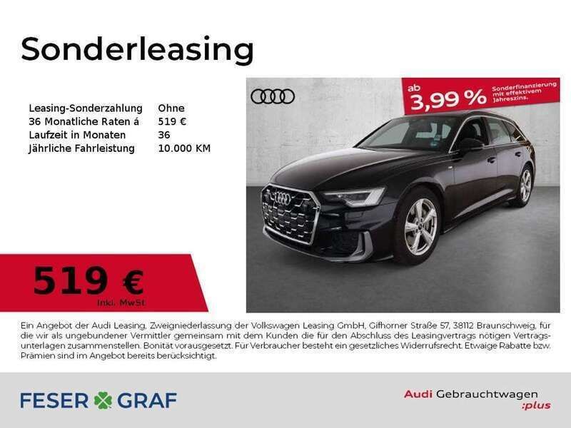 Mythosschwarz metallic Gebraucht 2024 Audi A6 S-Line Kombi | 56.980 € - Bild 1/1