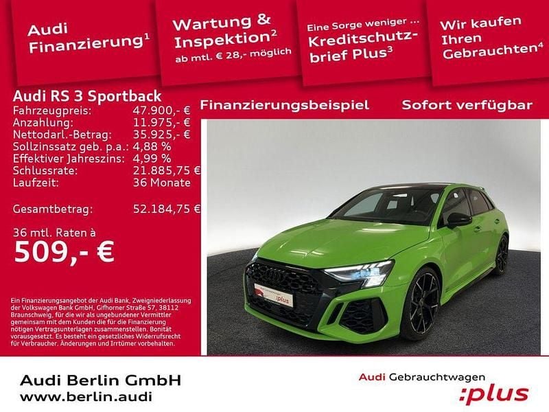 Grün Gebraucht 2022 Audi RS3 Sportback Sport Kleinwagen | 47.900 € (Guter Preis) - Bild 1/3