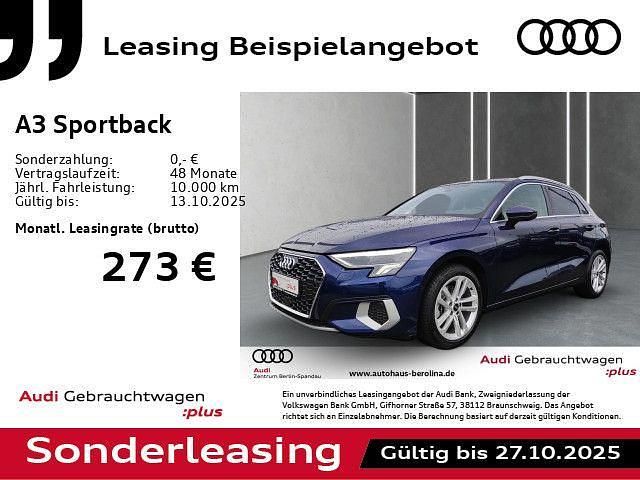 Blau Gebraucht 2024 Audi A3 Sportback Limousine | 33.246 € (Fairer Preis) - Bild 1/4