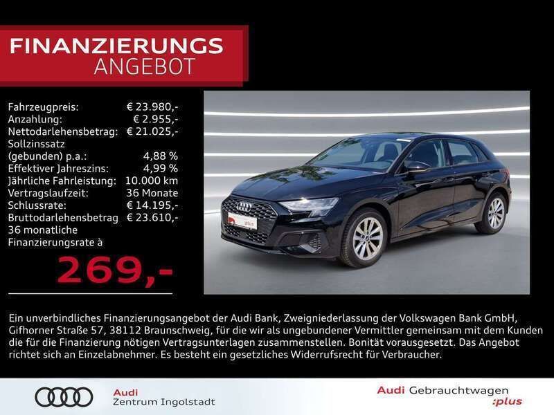 Brillantschwarz Gebraucht 2023 Audi A3 Sportback g-tron Ambiente Limousine | 23.980 € (Fairer Preis) - Bild 1/3