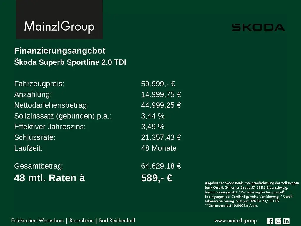 Neu Skoda Superb SportLine 193 PS (141 kW) 2026 Grau Kombi